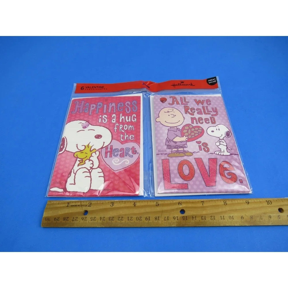 PEANUTS Snoopy, Woodstock & Charlie Brown Hallmark Valentine's Day Cards ~6 pack